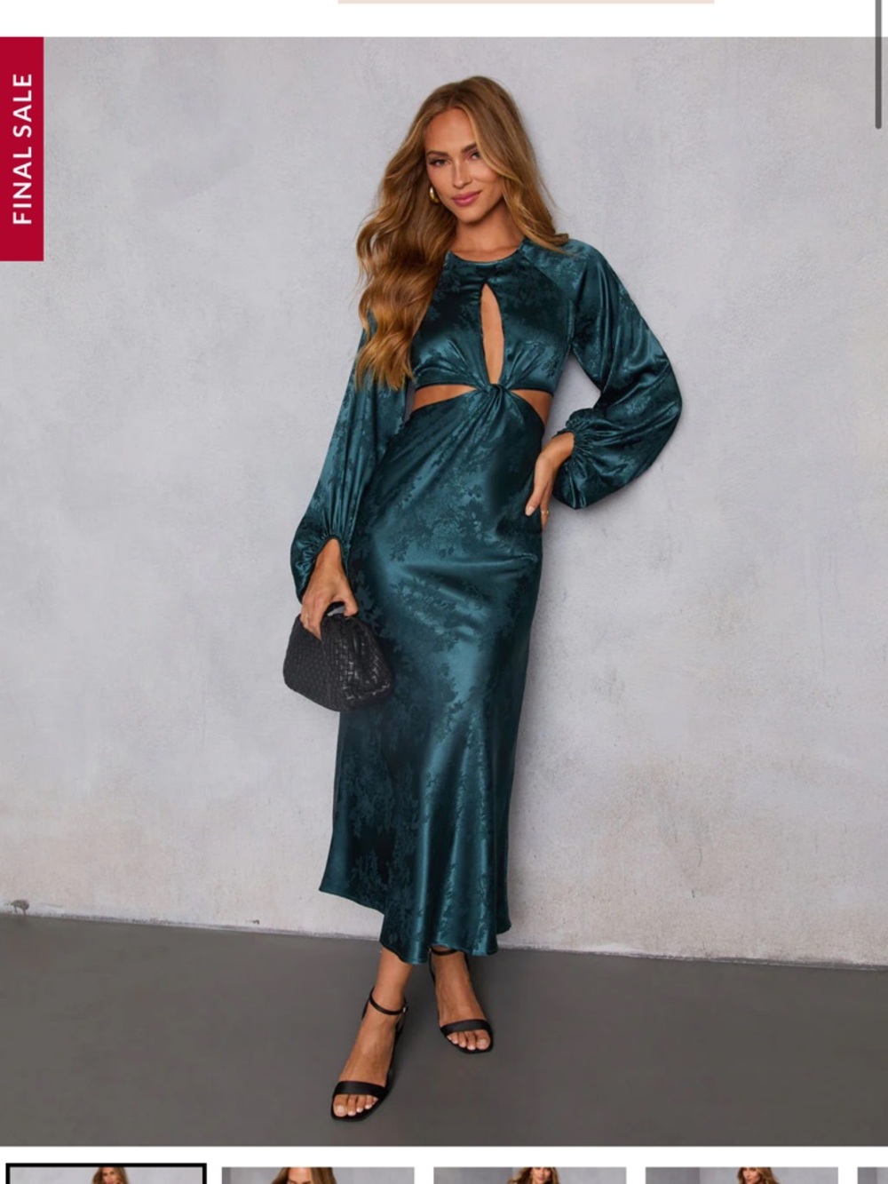 Vici Collection Teal Under My Spell Cutout Satin Maxi Dress Medium